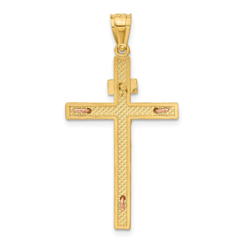 14K Two-tone INRI Crucifix Pendant