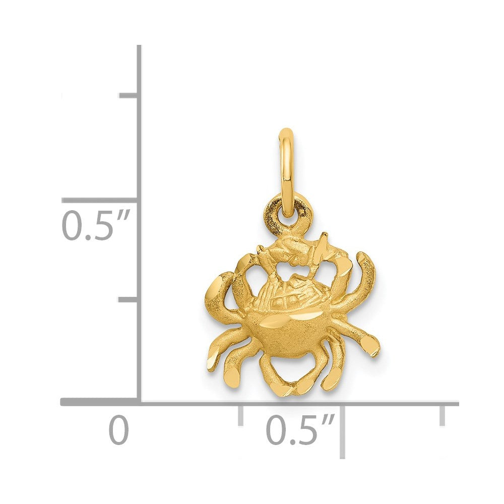 14k Satin Diamond-cut Cancer Zodiac Charm