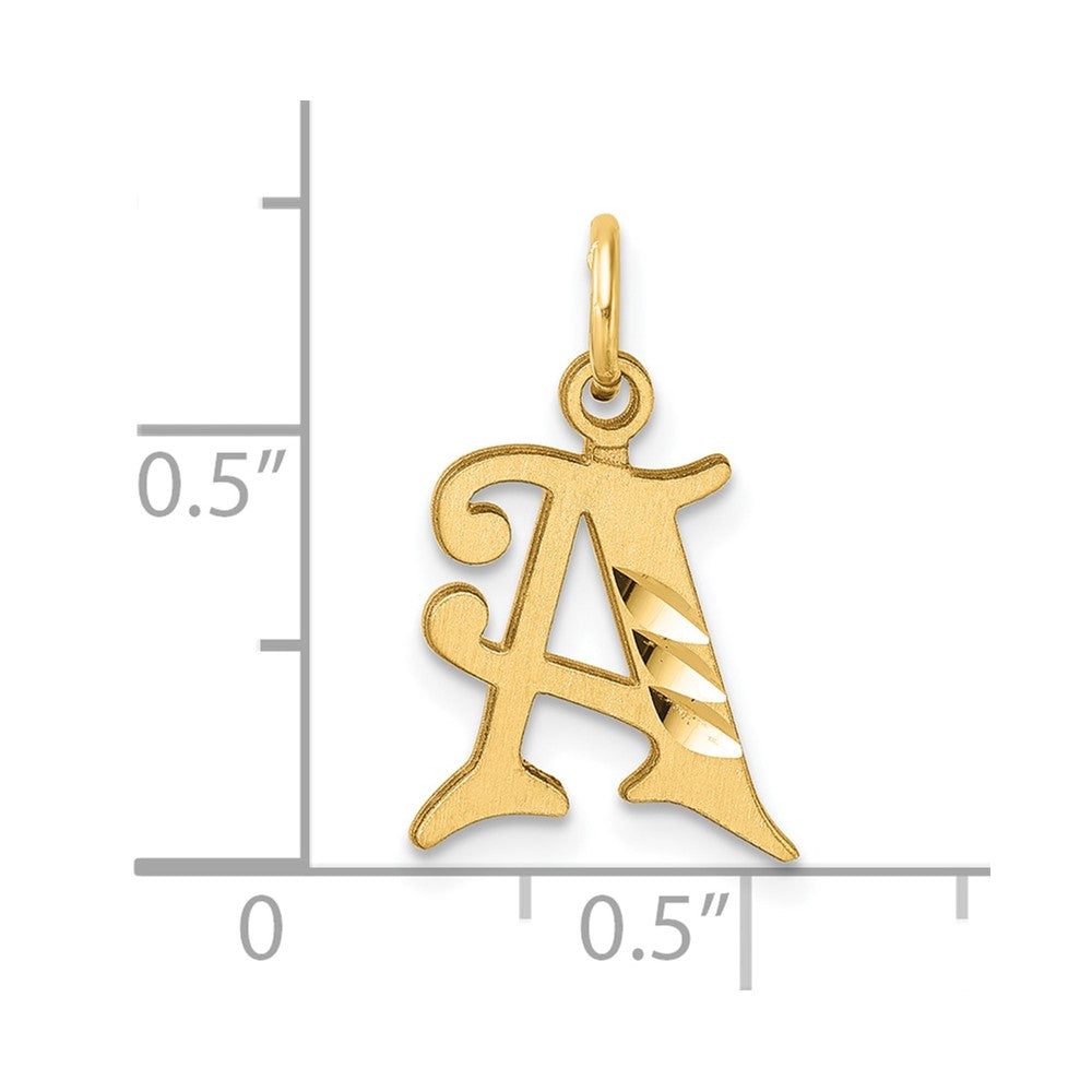 14K Diamond-cut Letter A Initial Charm