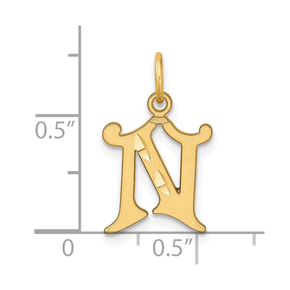 14K Diamond-cut Letter N Initial Charm