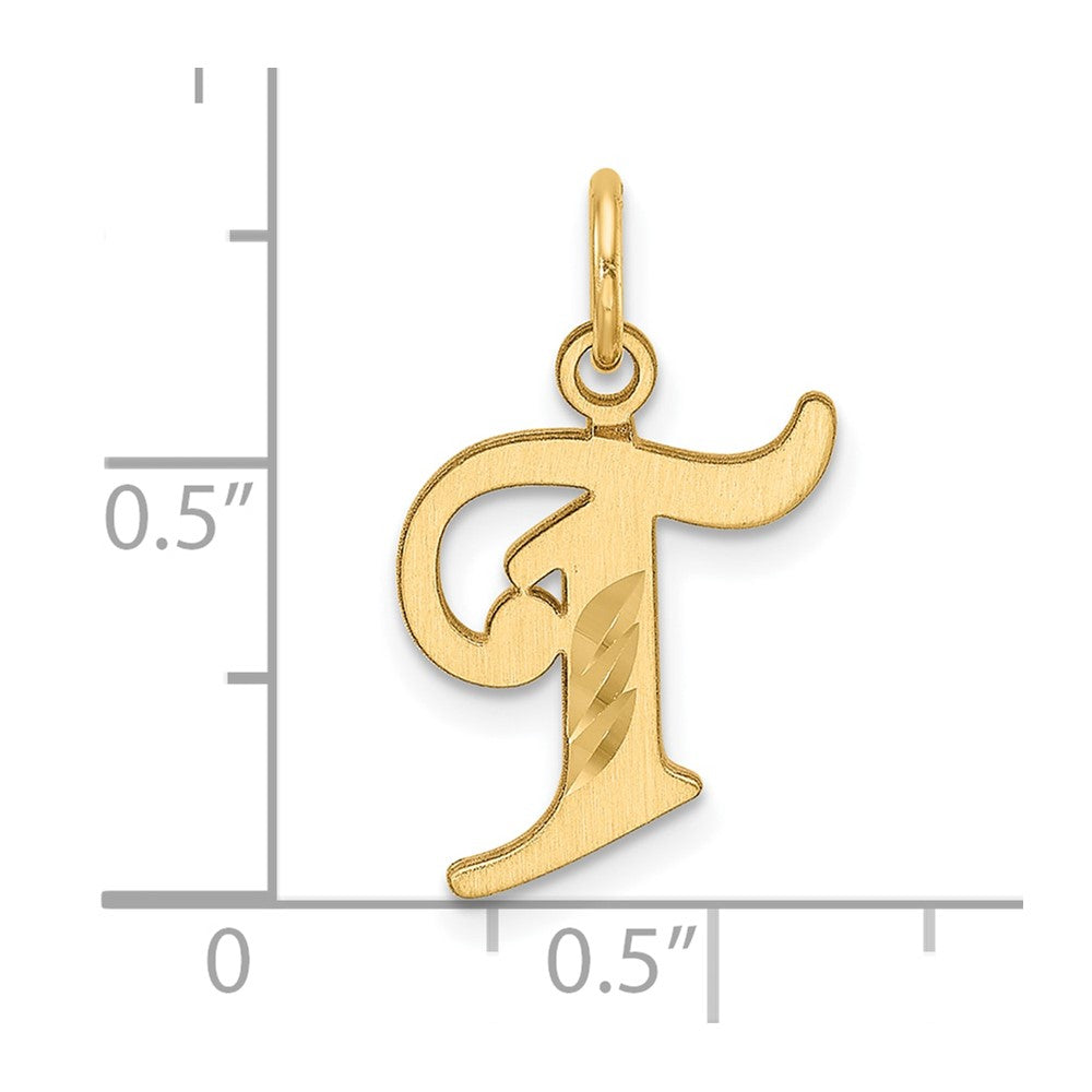 14K Diamond-cut Letter T Initial Charm