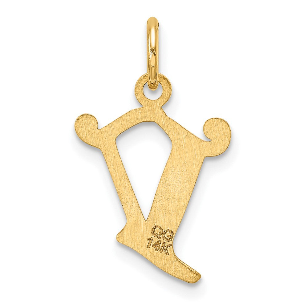 14K Diamond-cut Letter V Initial Charm