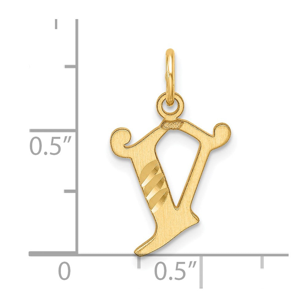 14K Diamond-cut Letter V Initial Charm