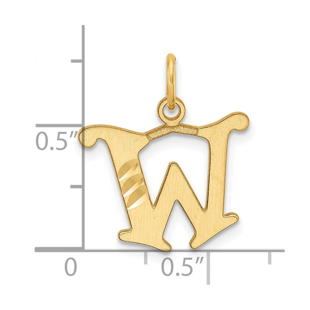 14K Diamond-cut Letter W Initial Charm