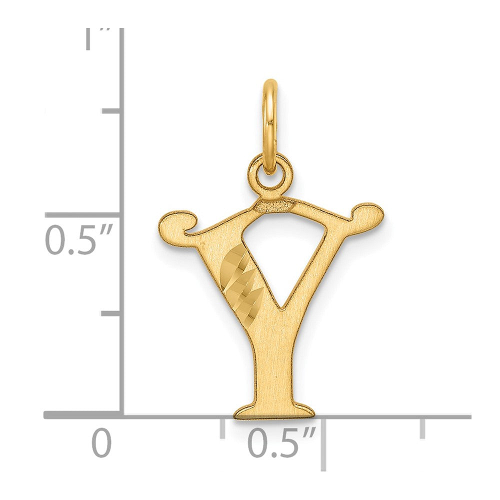 14K Diamond-cut Letter Y Initial Charm