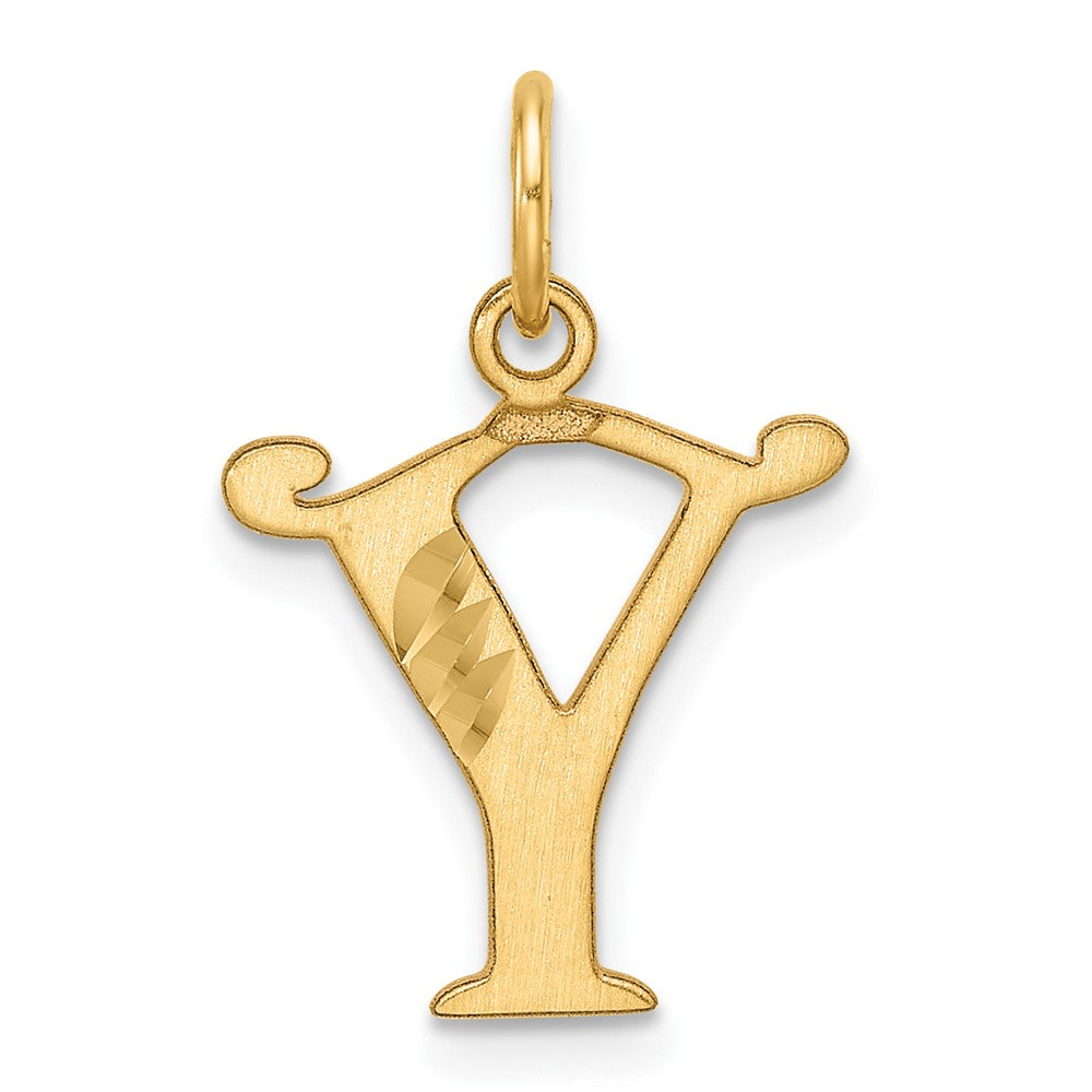 14K Diamond-cut Letter Y Initial Charm