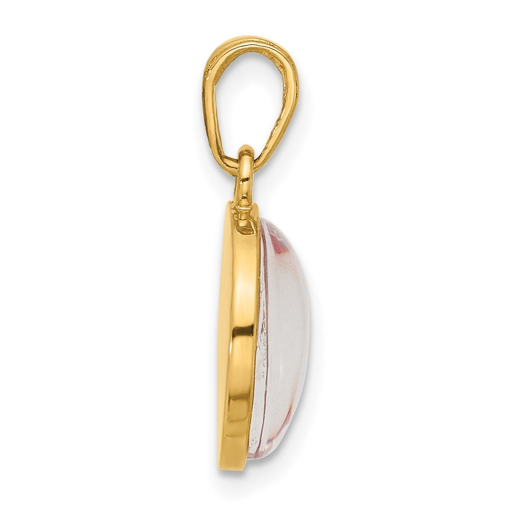 14K Polished with Pink Enamel and Clear Epoxy Resin It's A Girl Pendant