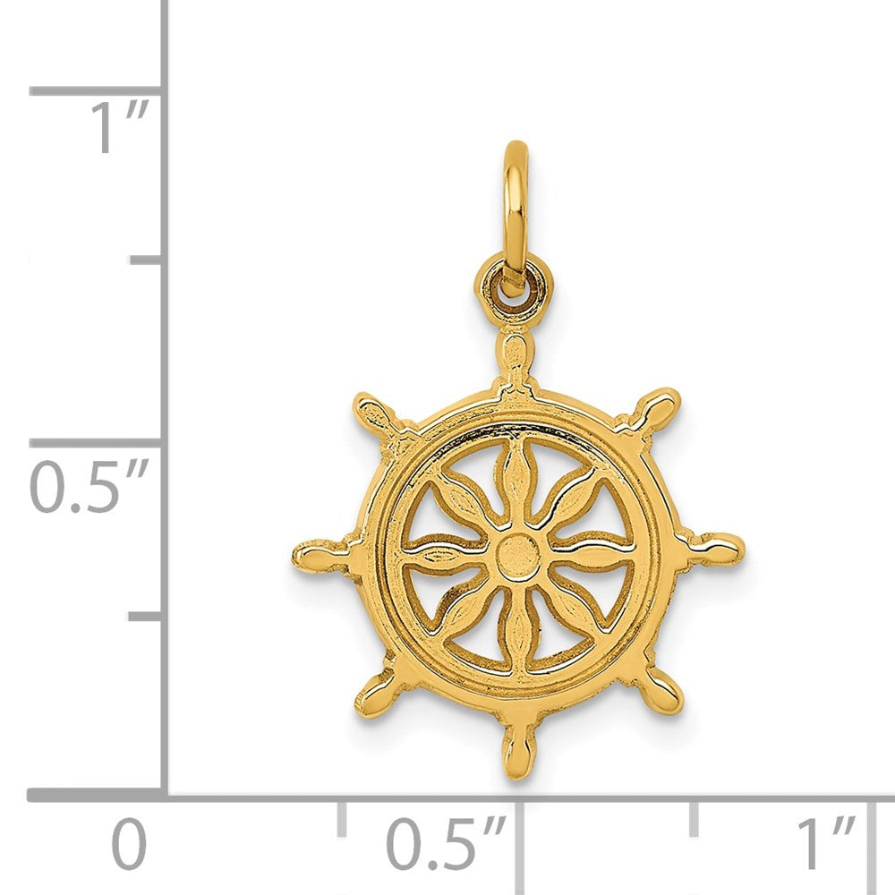 14k Ships Wheel Charm