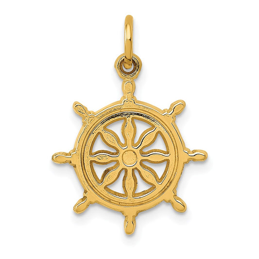 14k Ships Wheel Charm