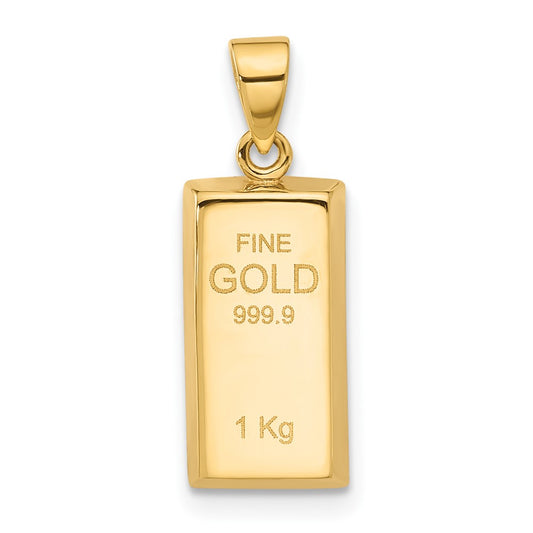 14K Polished Gold Bar Pendant