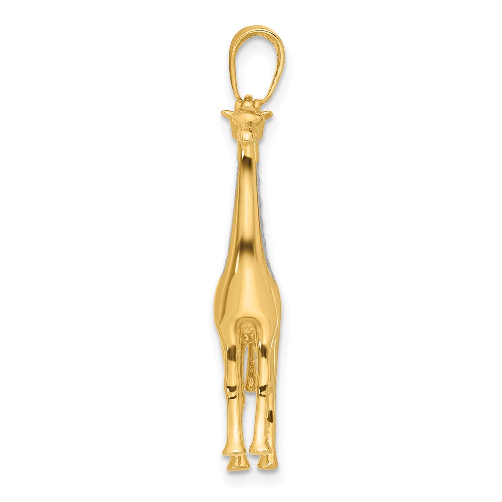 14K and White Rhodium D/C 3D Giraffe Pendant