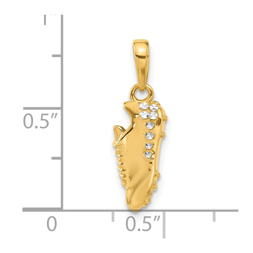 14k and White Rhodium D/C Soccer Cleat Pendant