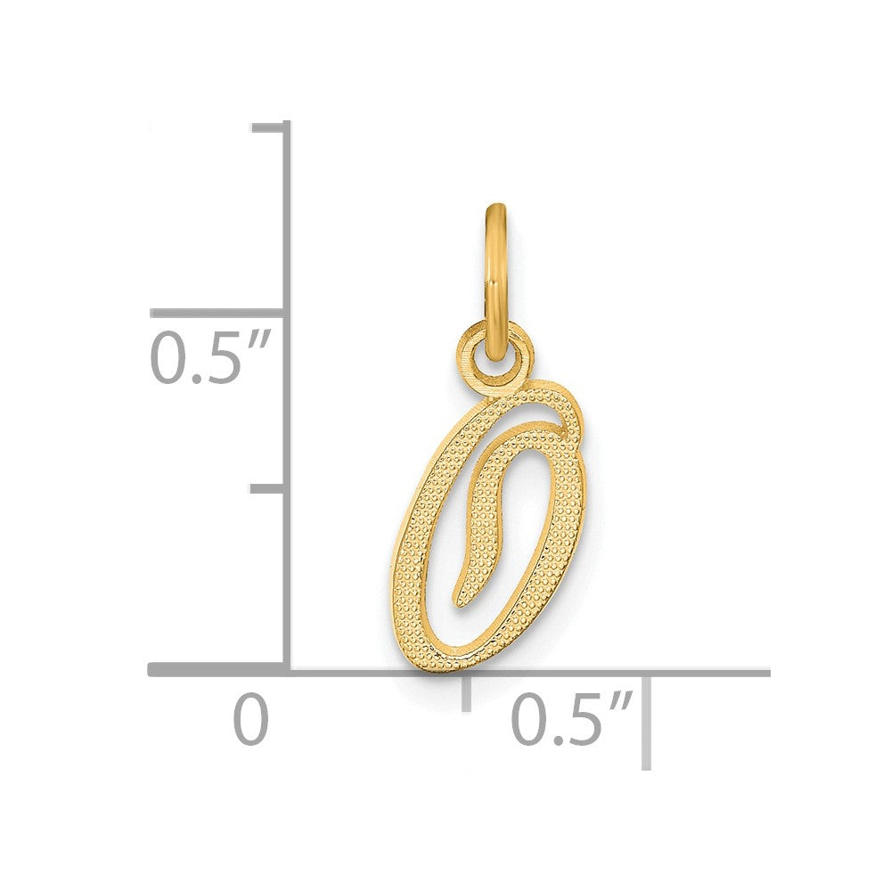 14kY Script Letter O Initial Charm