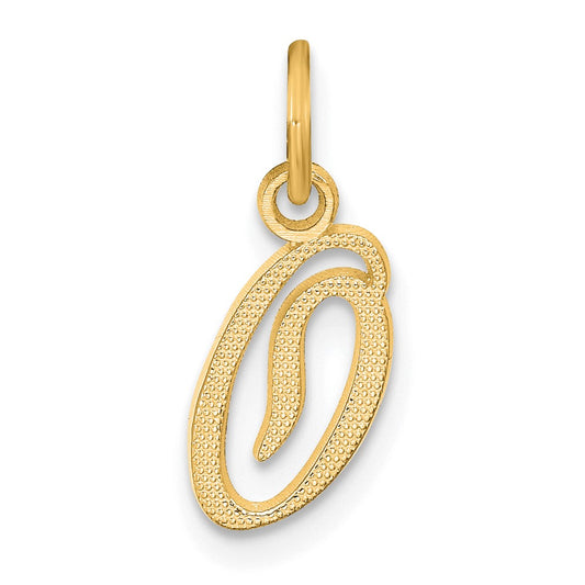 14kY Script Letter O Initial Charm