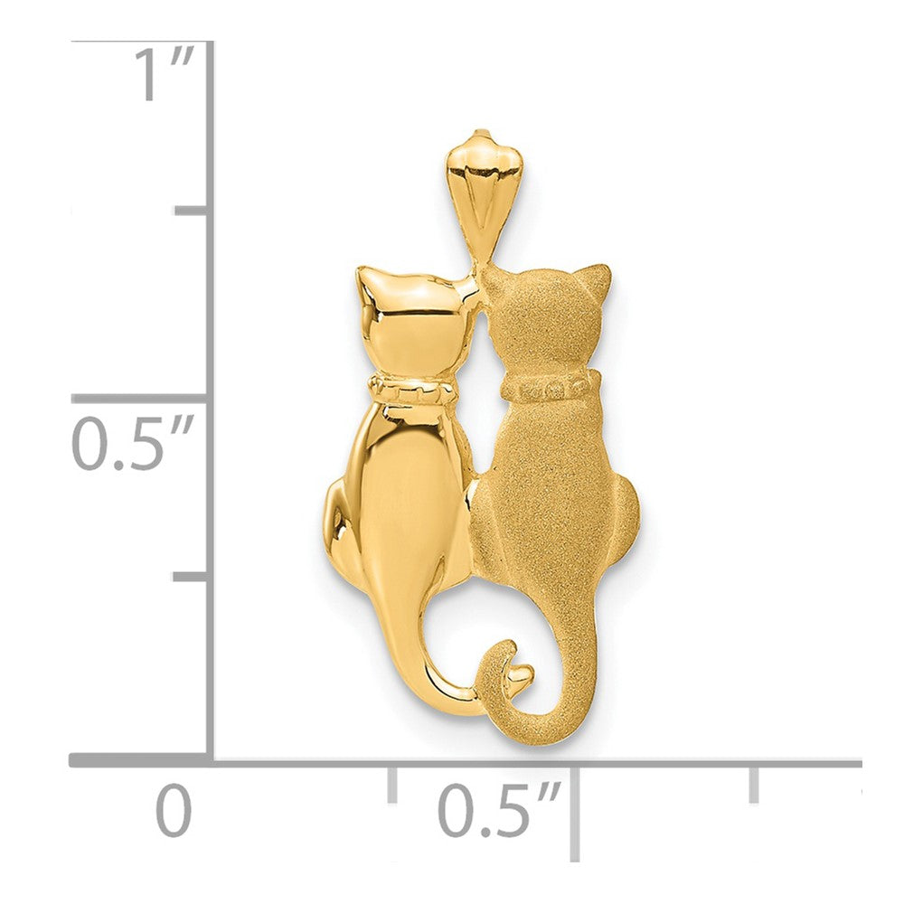 14k Satin and Polished Cats Pendant