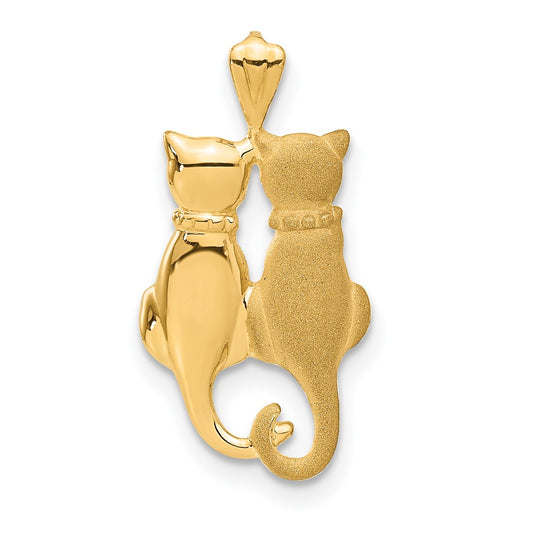 14k Satin and Polished Cats Pendant