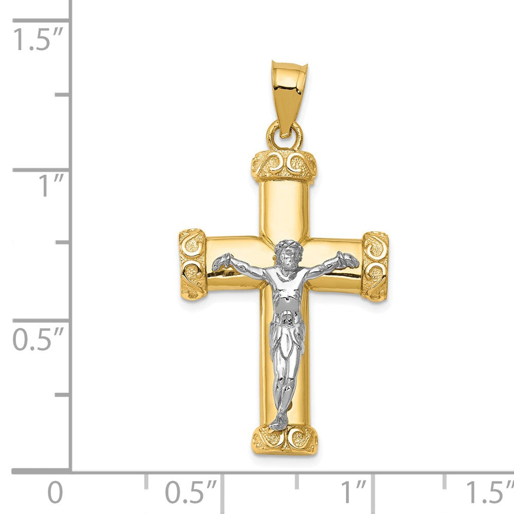 14k Two-tone Crucifix Pendant