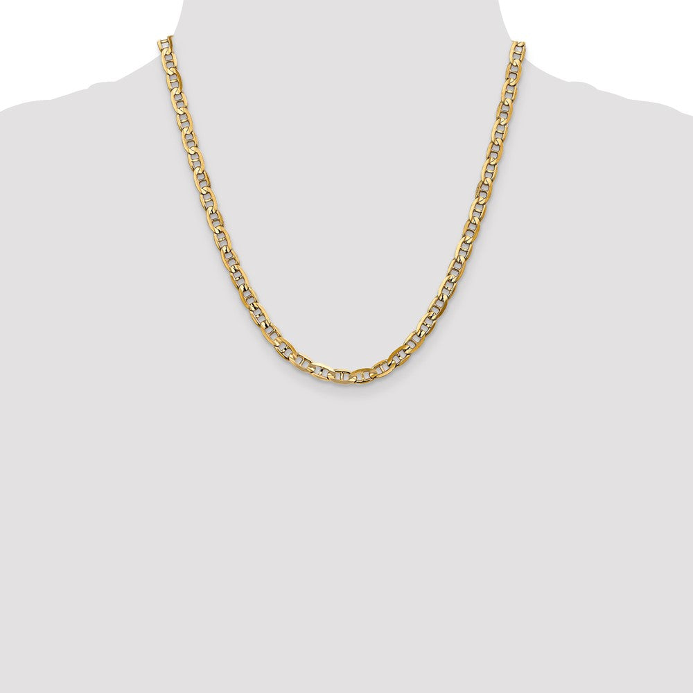 14K 20 inch 5.25mm Concave Anchor with Lobster Clasp Chain