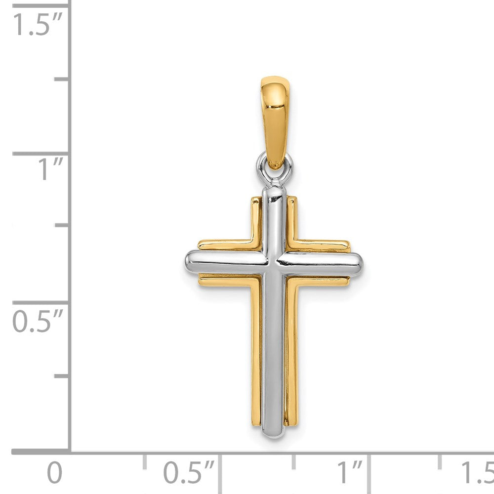 14k Two-tone Cross Pendant