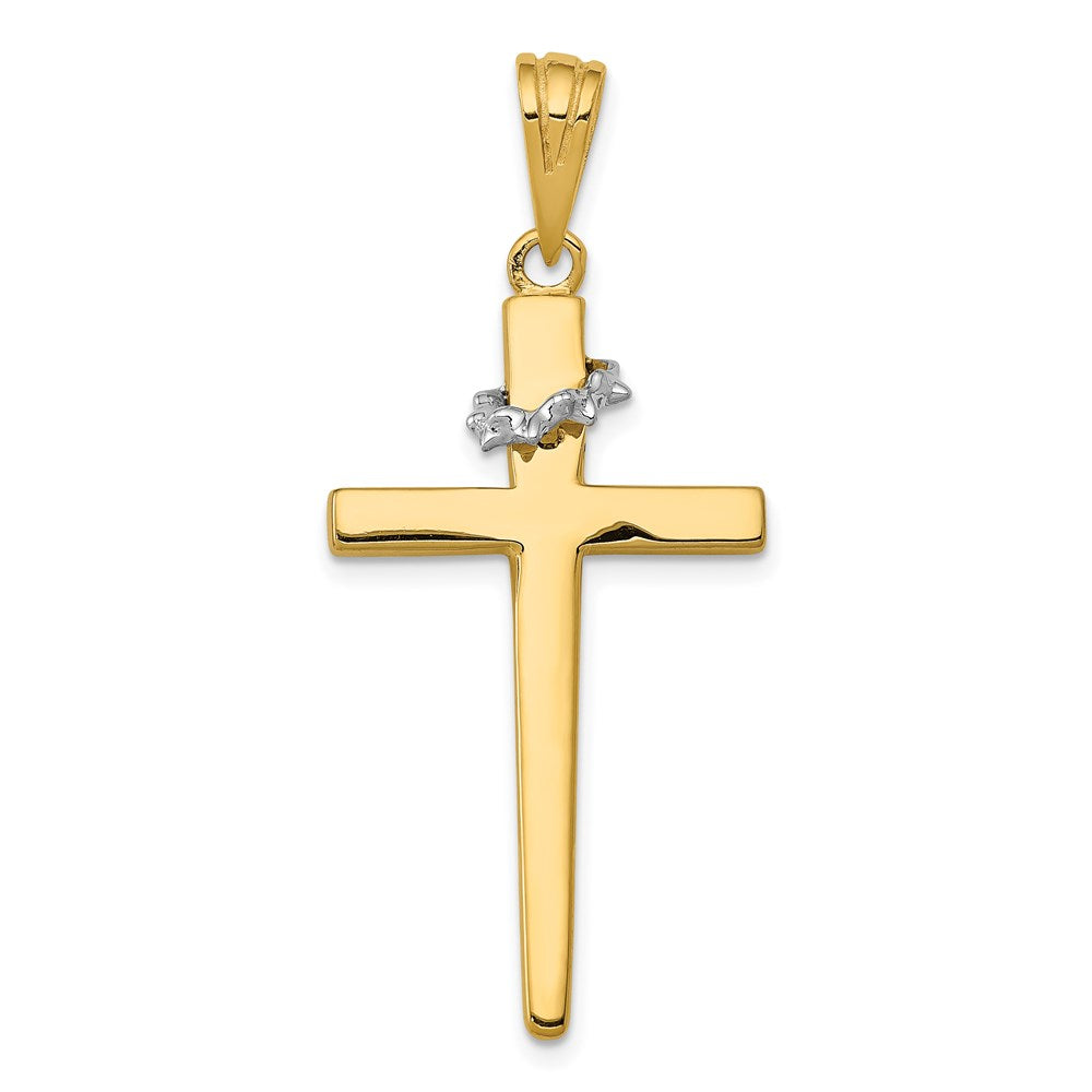 14K Two-Tone Cross w/Crown of Thorns Pendant