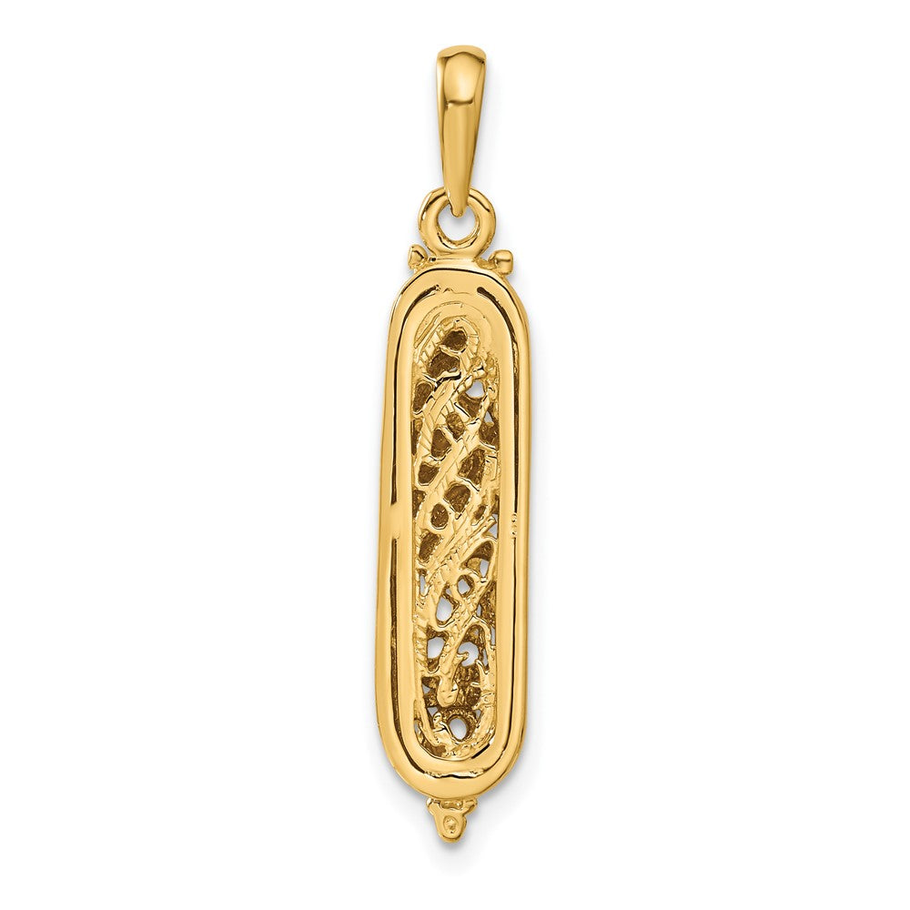 14K w/ White Rhodium 3D Mezuzah W/Shin Charm