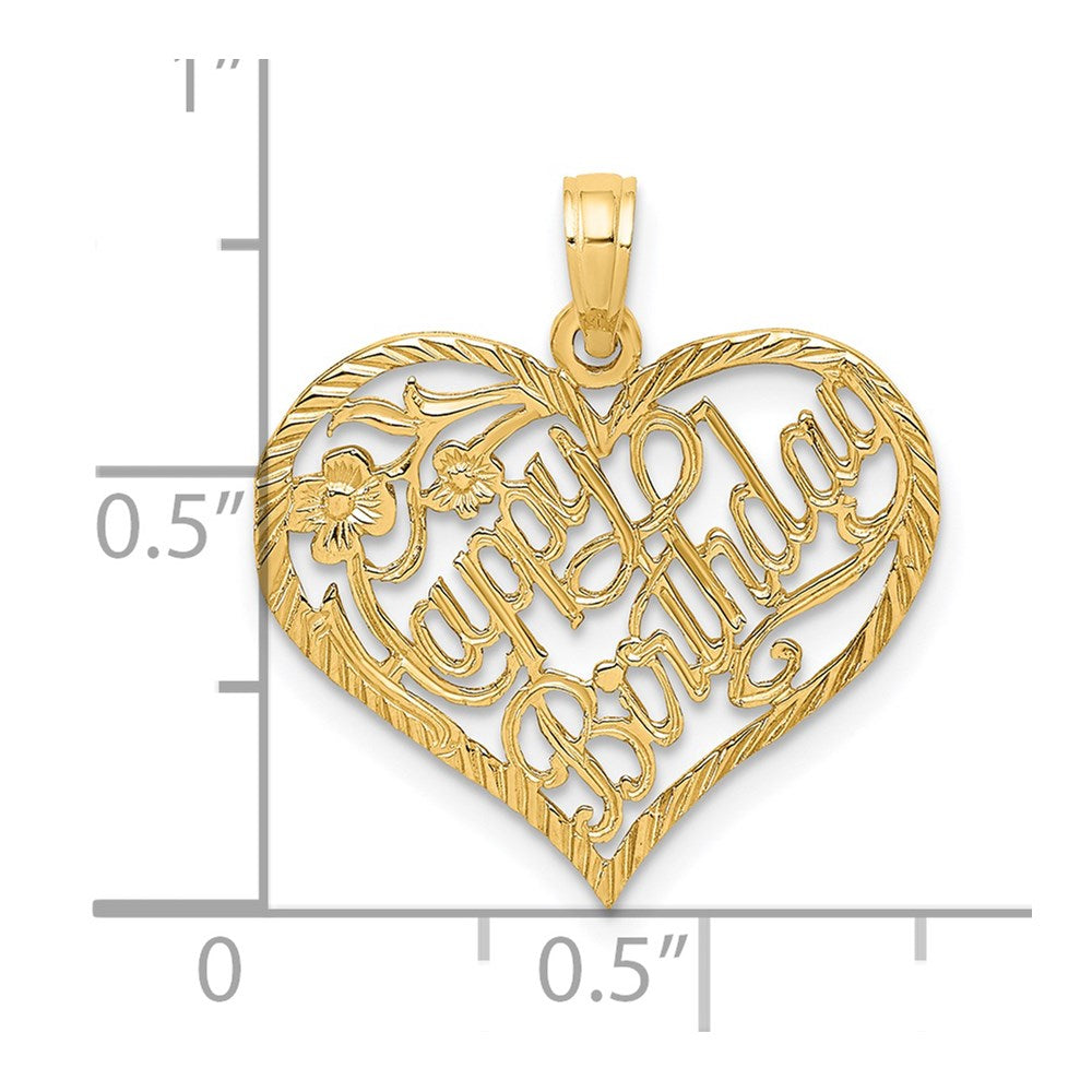 14k Solid HAPPY BIRTHDAY Heart Charm