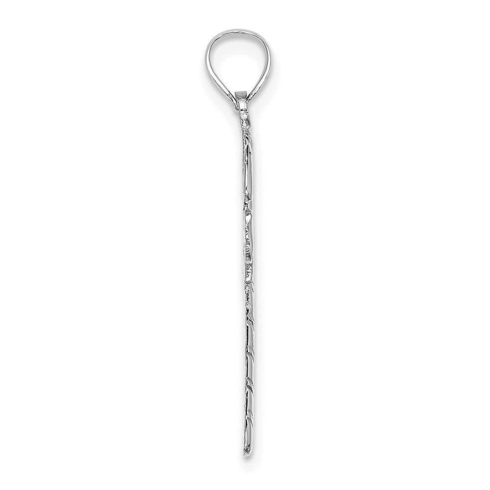 14K White Gold Solid Polished Candy Cane Pendant
