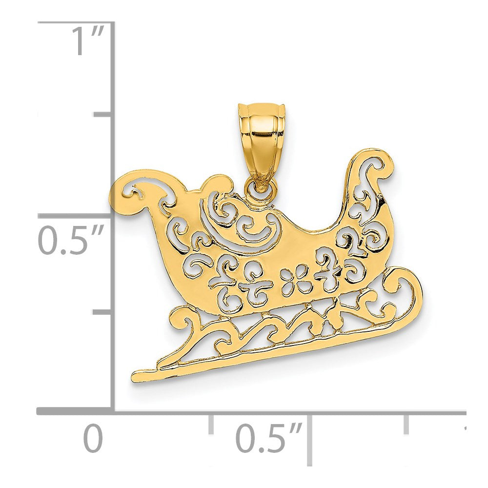 14k Polished Sleigh Charm