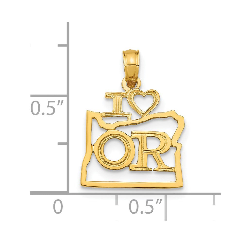 14k Solid Oregon State Pendant