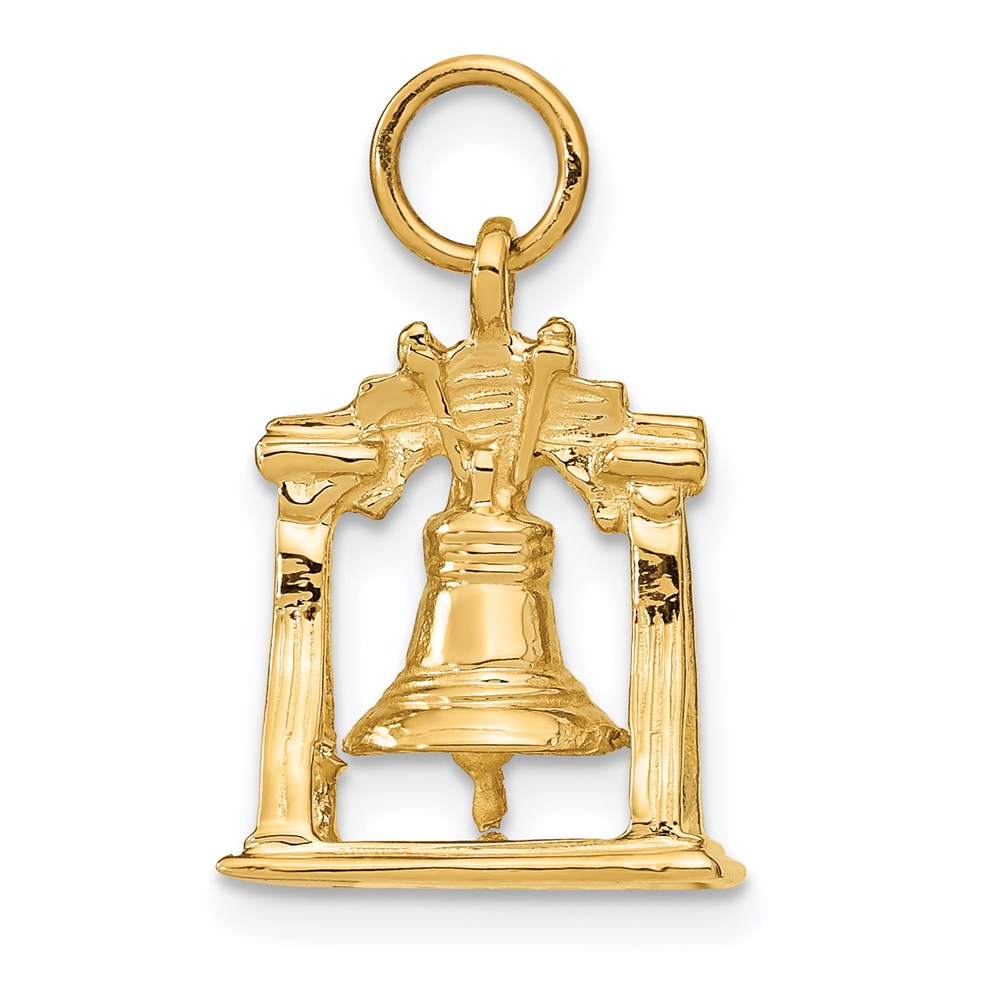 14k Solid Polished 3-D Liberty Bell Charm