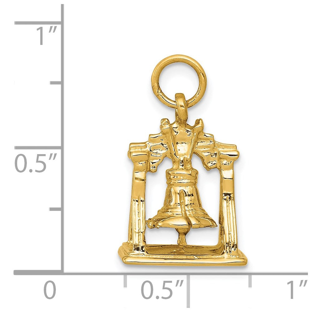 14k Solid Polished 3-D Liberty Bell Charm