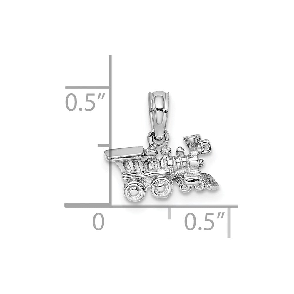 14K White Gold 3-D Miniature Train Charm