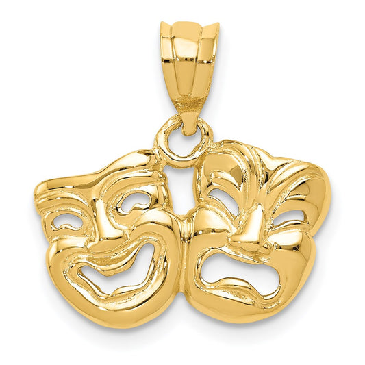 14k Polished Open-Backed Comedy/Tragedy Pendant