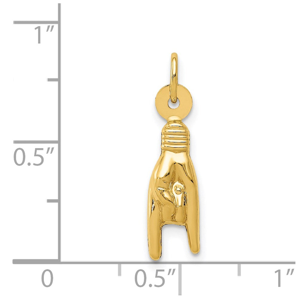 14K 3D Rock On Sign Charm