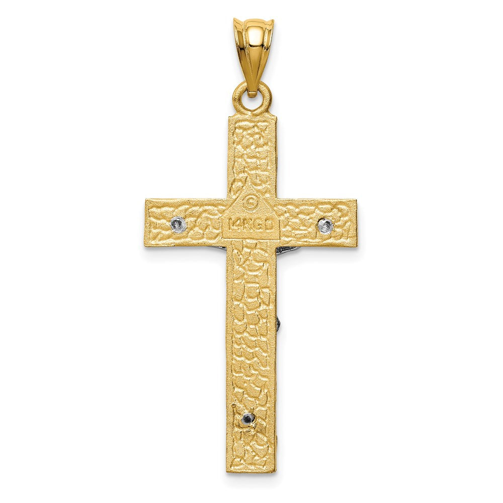 14k Two-tone INRI Crucifix Pendant