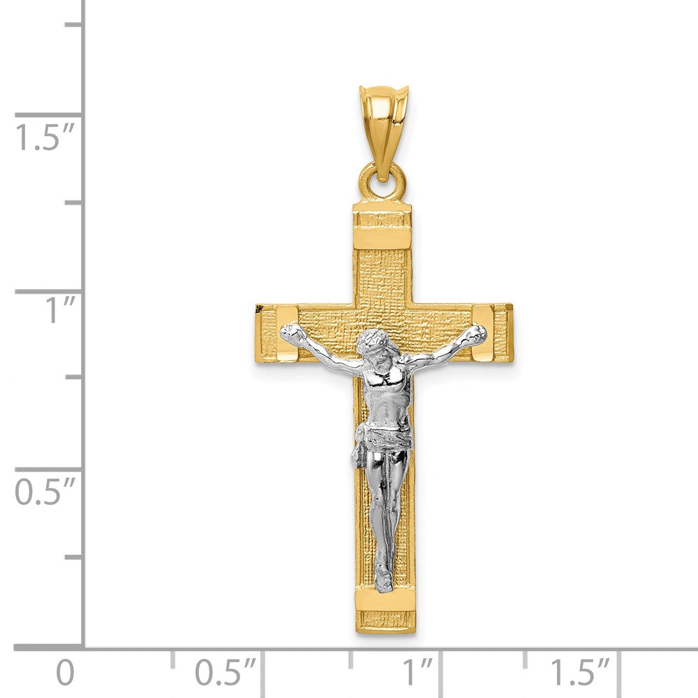 14k Two-tone INRI Crucifix Pendant