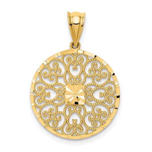 14K Fancy Filigree / Diamond Cut Charm