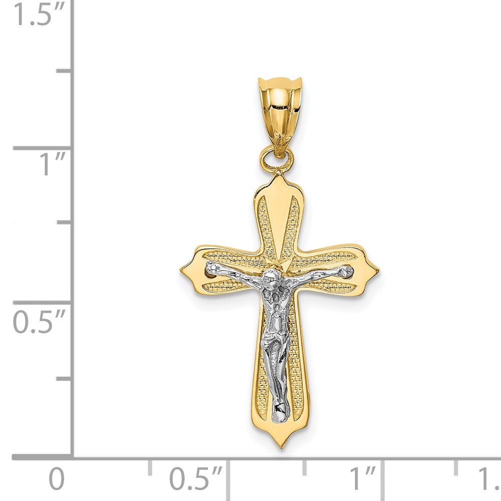 14K Two-tone Crucifix Pendant