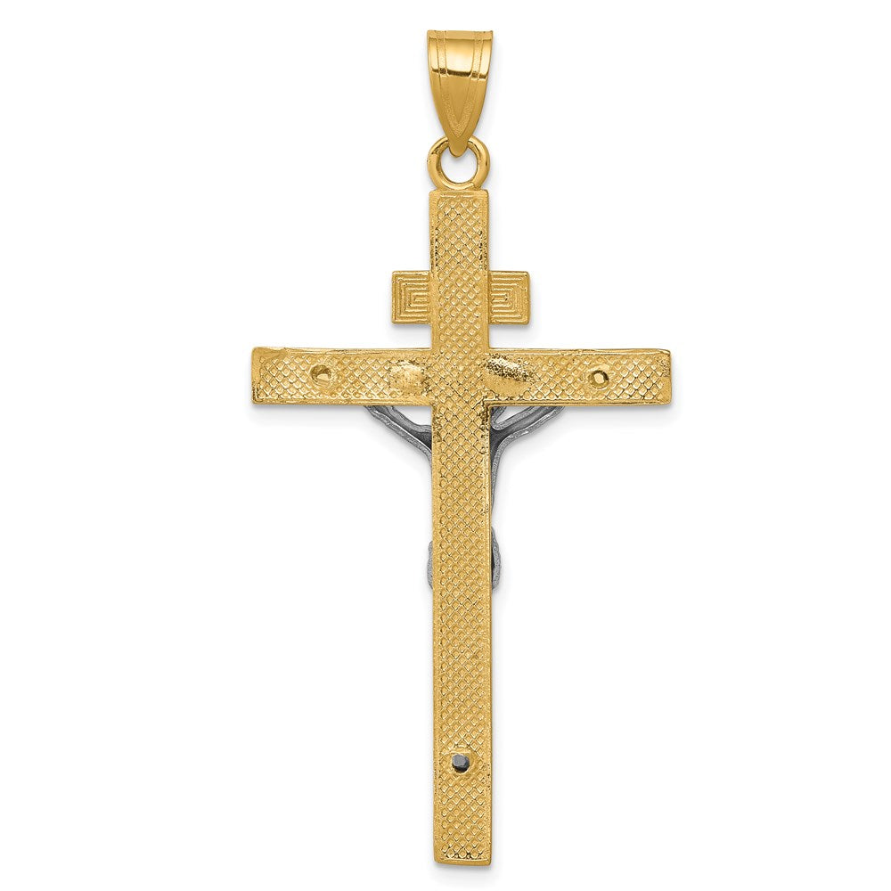 14K Two-tone INRI Crucifix Pendant