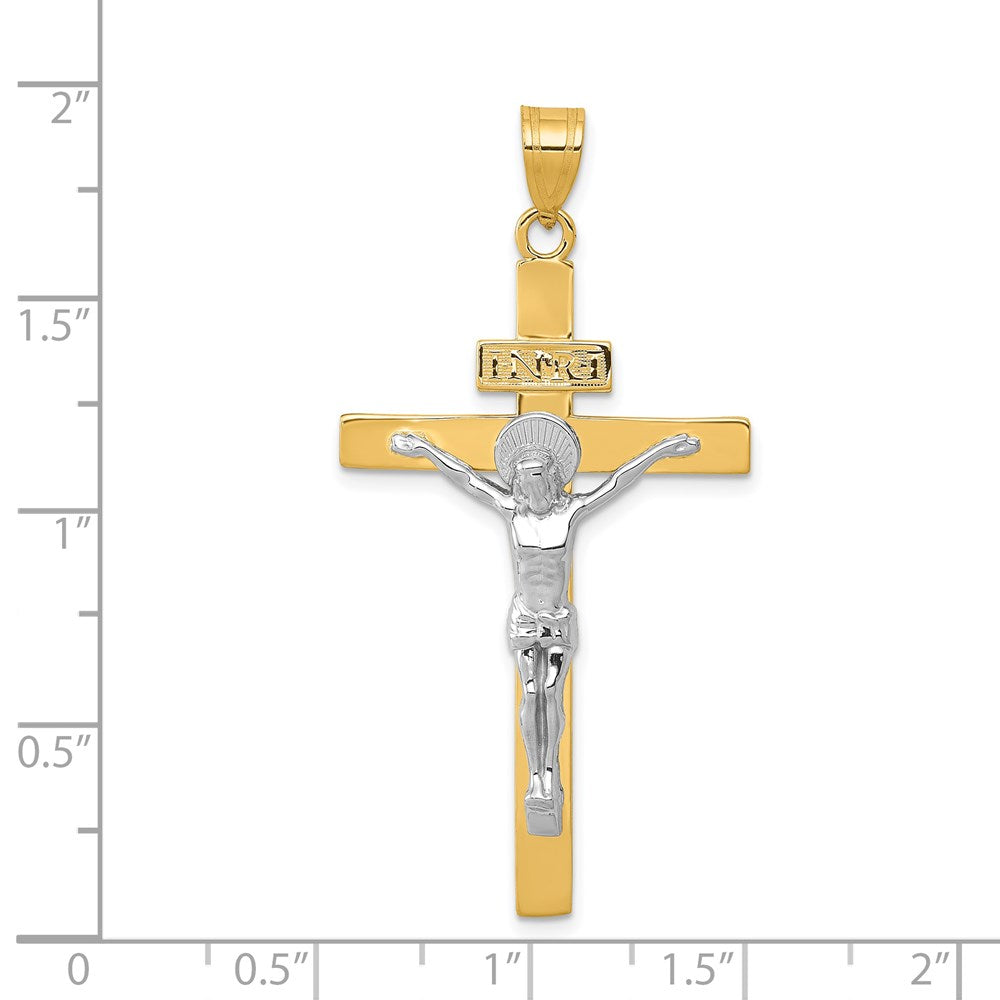 14K Two-tone INRI Crucifix Pendant