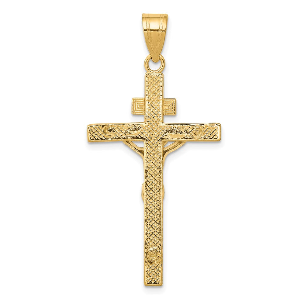 14K Two-tone INRI Crucifix Pendant