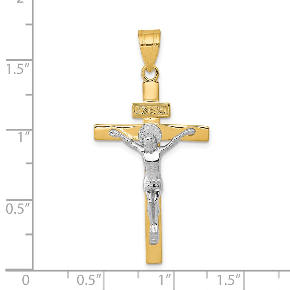 14K Two-tone INRI Crucifix Pendant