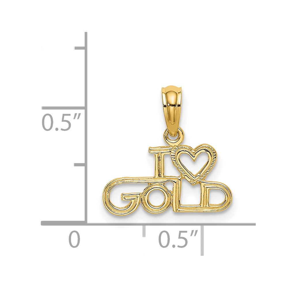 14K Polished / Textured I LOVE GOLD Charm