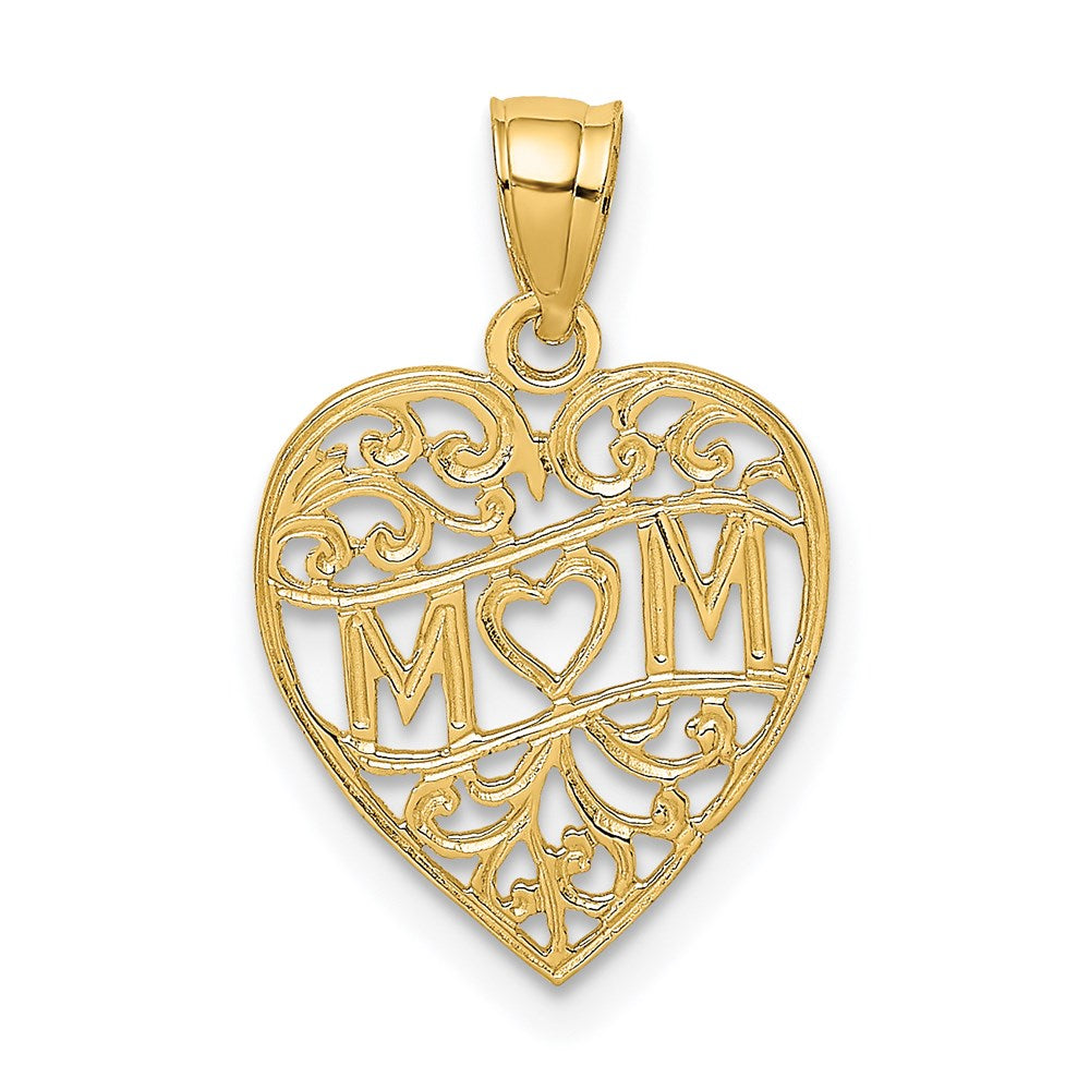 14K MOM in Heart Charm