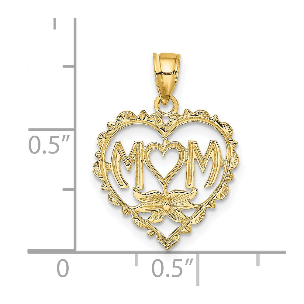 14K MOM in Heart Charm