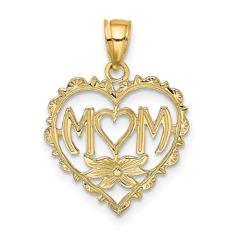14K MOM in Heart Charm