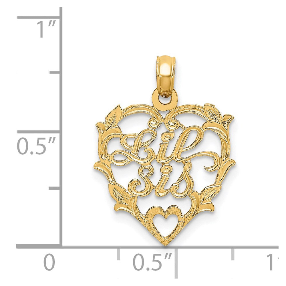 14K LIL SIS in Heart Charm