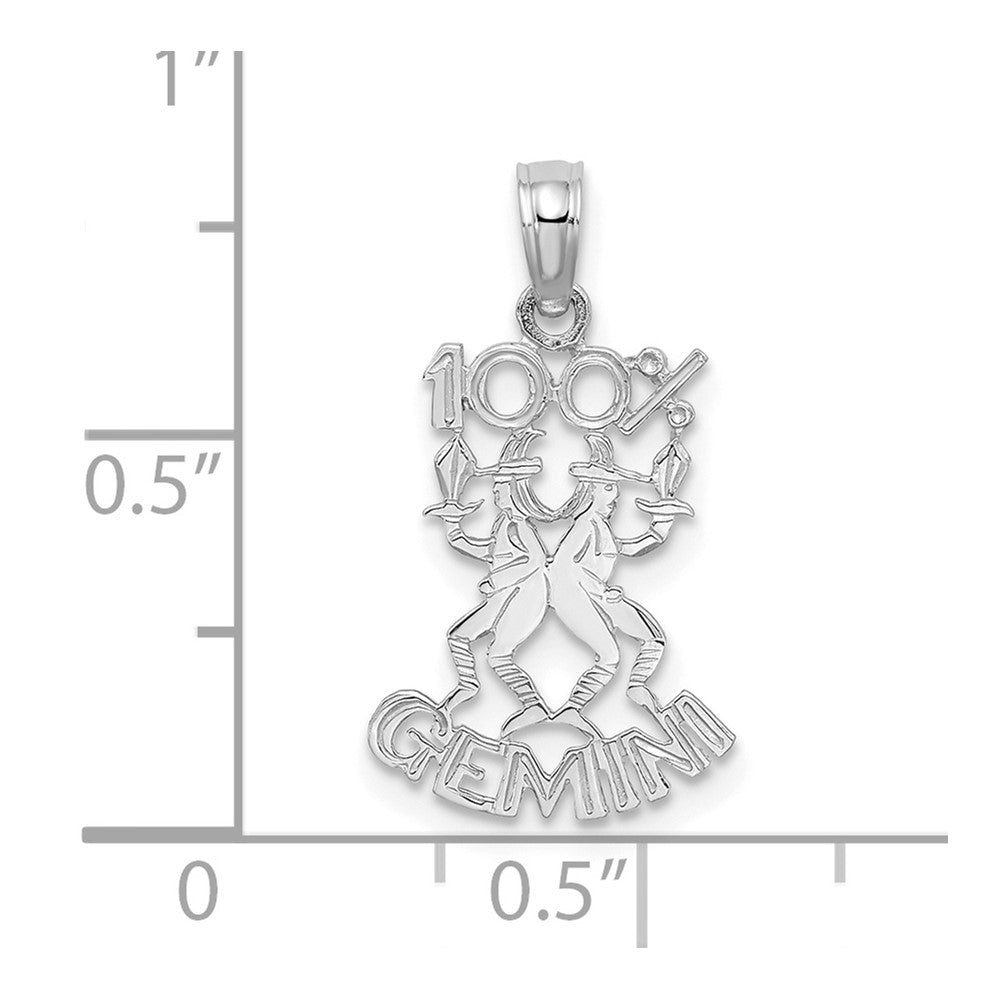 14k WG 100% GEMINI Zodiac Charm