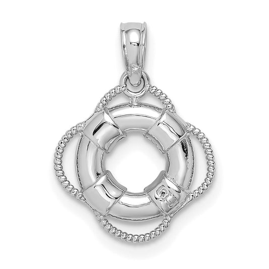 14K White 3D Gold Lifesaver Pendant