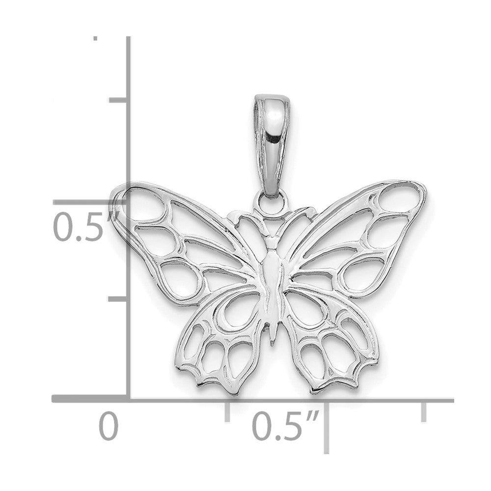 14k White Gold Polished Butterfly Cut-out Pendant